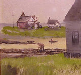 Antique seashore oil painting signed and dated 1902
