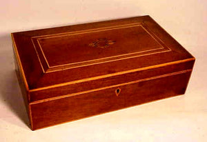 Antique sewing box with finely fitted interior tray
