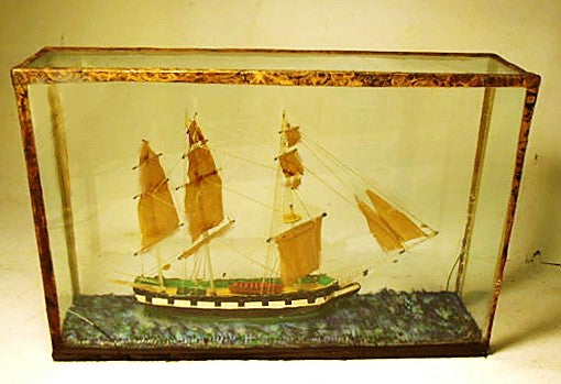 Antique ship model made with  glass rigging