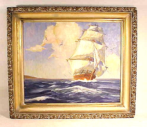 Antique ship painting by Lee Pevsar.