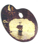 Antique ship painting on a fine burl wood palette