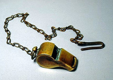 Antique soild brass whistle on chain