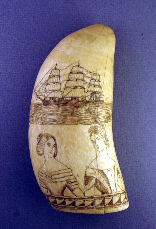 Antique sperm whale's tooth LIBERTY/EAGLE