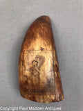 Antique Sperm Whale Tooth with Scrimshaw Madame Vestris