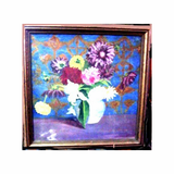 Antique still life oil painting on canvas circa 1930's.