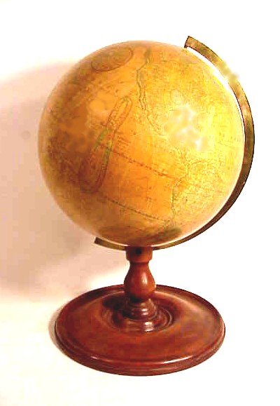 Antique terrestial 12 inch globe on stand