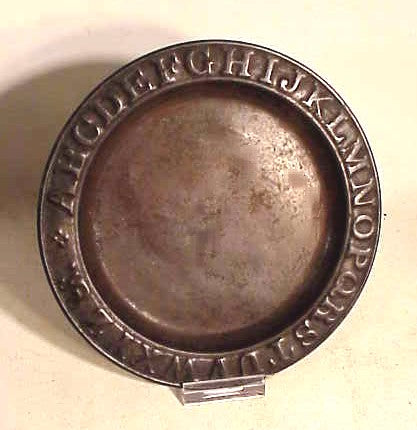 Antique tin ABC plate