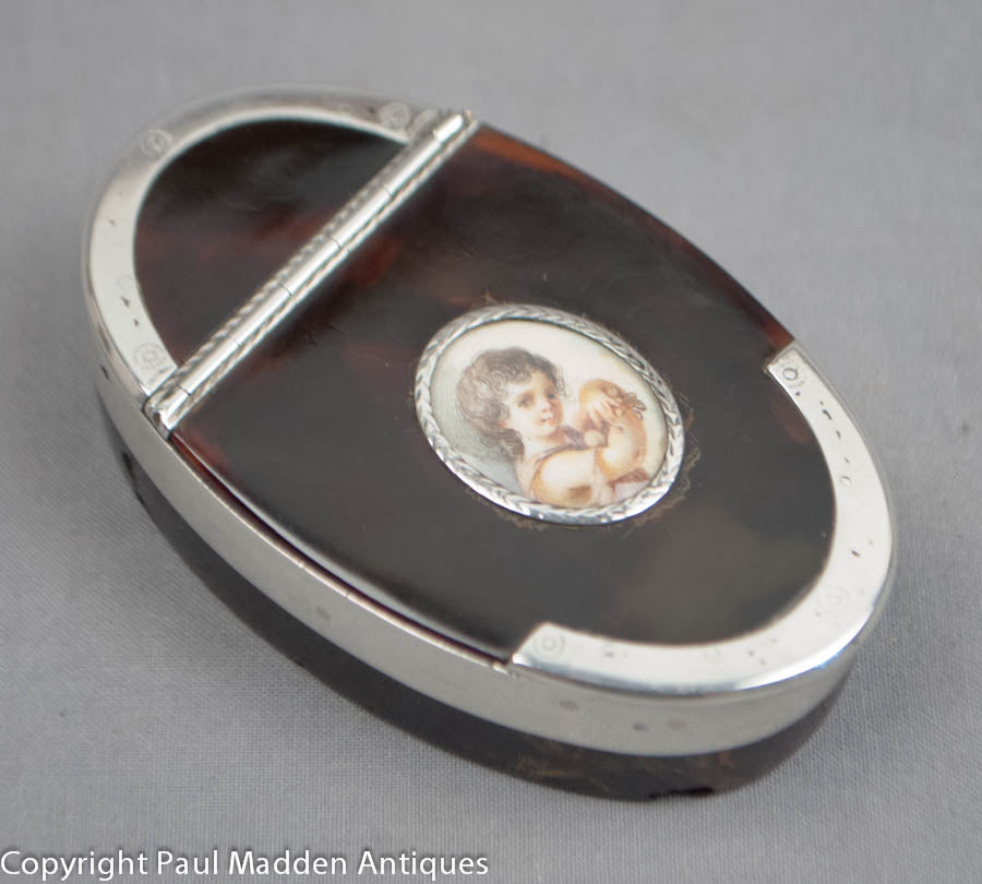 Tortoise Shell Snuff Box Antique Tortoise Shell Snuff Box with Ivory Miniature – Paul Madden ...