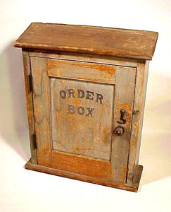Antique wall ORDER BOX in old paint