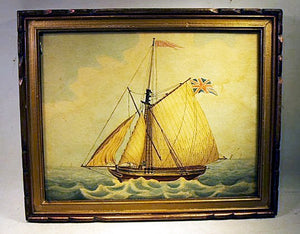 Antique watercolor of an English SLOOP