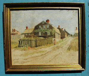 Antique watercolor of Farmer Street, Nantucket ca.1880