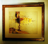 Antique watercolor of New Bedford by James Cree 1919