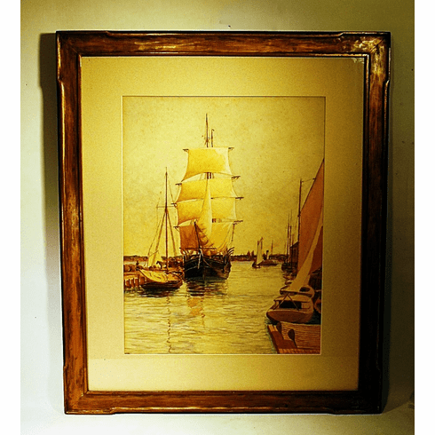 Antique watercolor of New Bedford by James Cree 1919