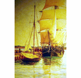 Antique watercolor of New Bedford by James Cree 1919