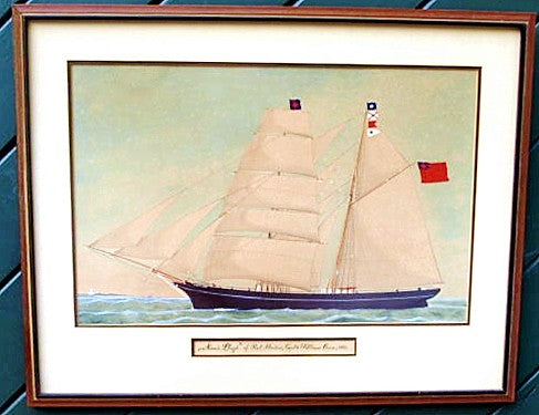 Antique watercolor of the Brigantine ANNIE LLOYD 1881