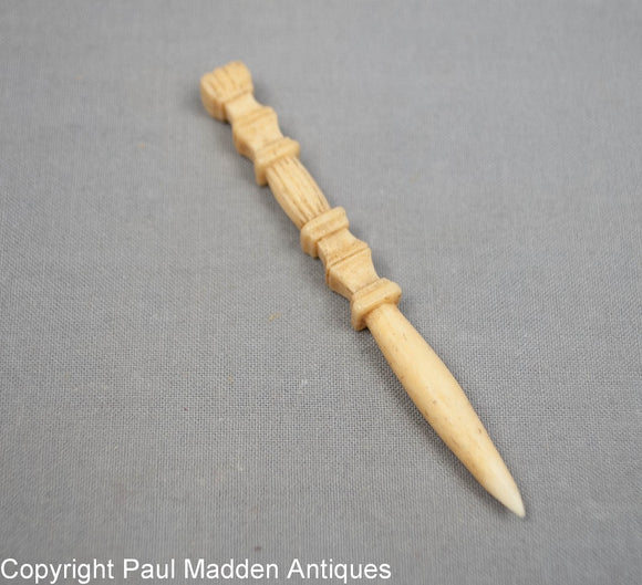 Antique Whalebone Scrimshaw Bodkin
