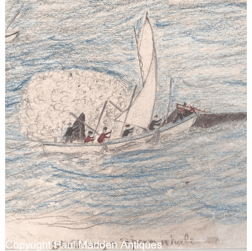 Antique Whaler's Drawing 