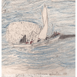 Antique Whaler's Drawing "Striking a Sperm Whale" by Amos C. Baker Jr.