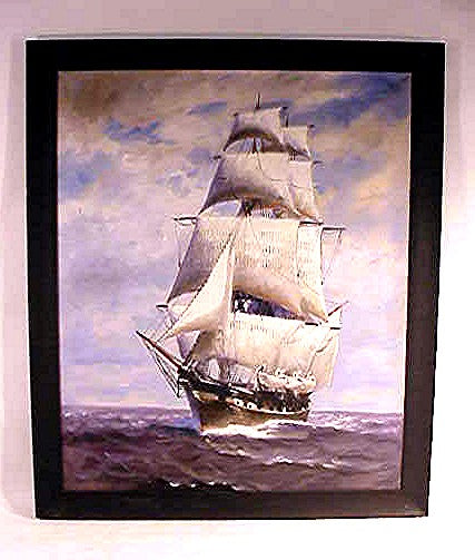 Antique whaleship painting.