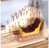 Antique winter scene shadow box