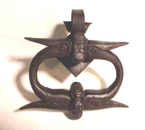 Antique wrought iron Captain and Mermaid doorknocker.