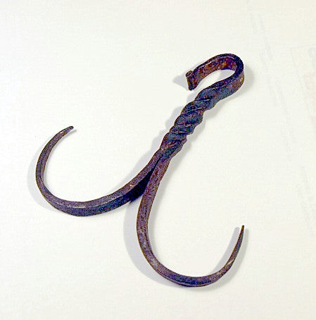 Antique wrought iron double hook