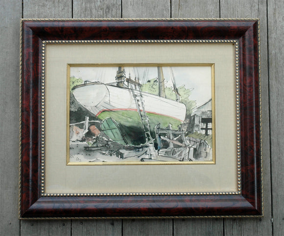Barnstable Shipyard Watercolor by John Austin