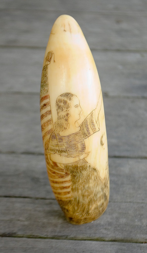 C. DeVetter / Liberty Scrimshaw Antique Sperm Whale Tooth