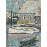 Capt. Adams Boathouse Painting by Katherine Pagan 1929