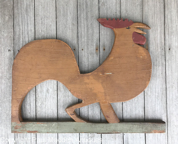 Carved and painted ROOSTER weathervane