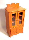 Charming doll size two drawer cupboard in old red paint.