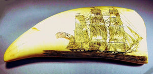 Choice antique English scrimshaw sperm whale's tooth