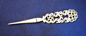 Choice antique scrimshaw bodkin with elaborate handle