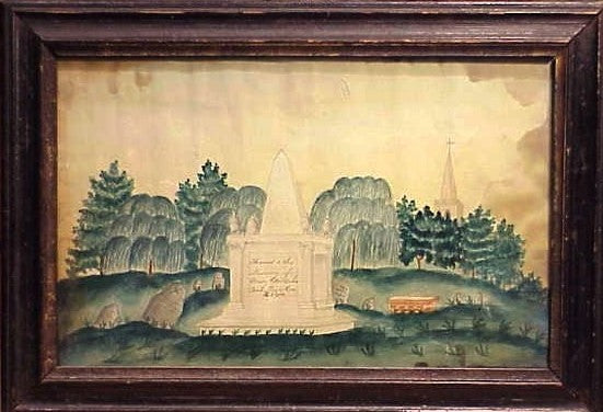 Early 19th C. Watercolor Memorial from Lexington, Mass.