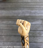 Exceptional Antique Scrimshaw Walking Stick with Inlays