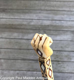 Exceptional Antique Scrimshaw Walking Stick with Inlays