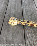 Exceptional Antique Scrimshaw Walking Stick with Inlays