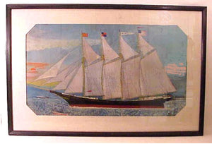 Folk art ship painting of the "Alice R. Ray"