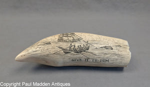 Give It To Him - Vintage Scrimshaw Tooth by William Perry