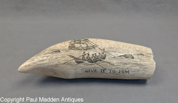 Give It To Him - Vintage Scrimshaw Tooth by William Perry