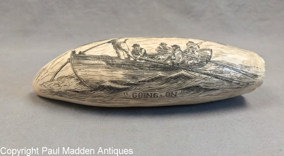 Going On - Vintage Scrimshaw Tooth by William Perry