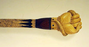 Great antique scrimshaw carved fist cane