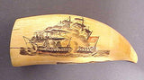 Great scrimshaw tooth by the "Naval Engagement" artist