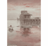 Jane Brewster Reid Watercolor Steamboat Wharf Nantucket