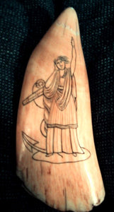 Large antique tooth with figure of HOPE