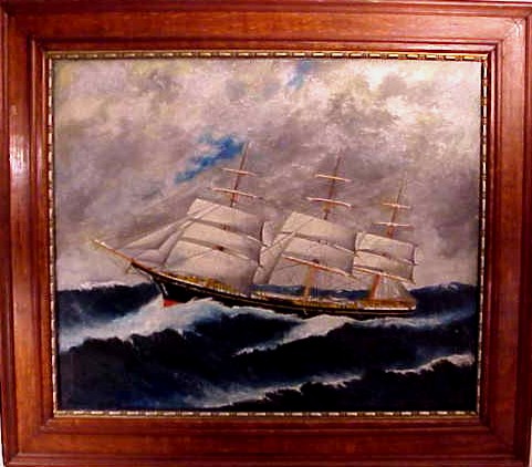 Oil on canvas ship portrait signed Landry circa 1880