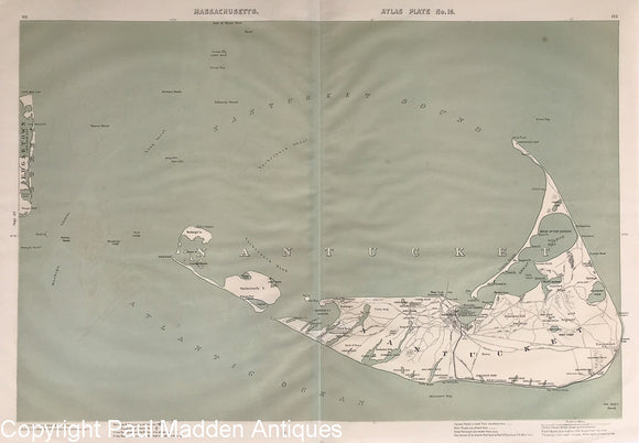 Original 1891 Walker Map of Nantucket