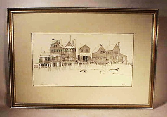 Original Nantucket pen  nd ink drawing by Roy Bailey