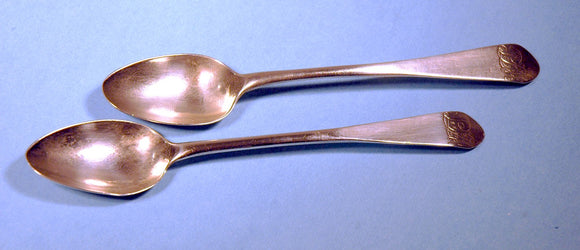 Pair antique American silver teaspoons Thomas  Norton.