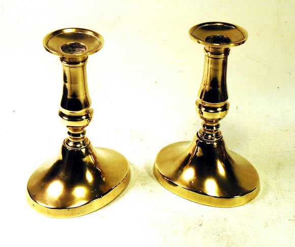 Pair antique brass candlesticks push-ups